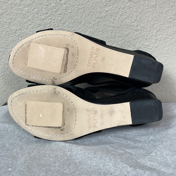 New Donald Pliner Vela Black Suede Criss Cross Strappy Sandals Low Wedge Sz 7 - Picture 10 of 12